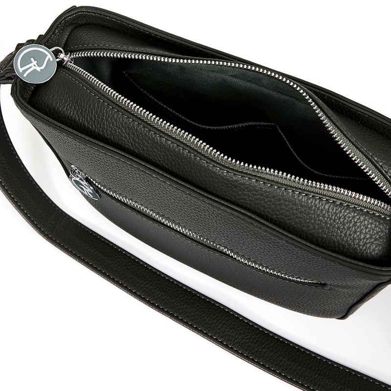 The Morphbag by GSK Black Forest Green crossbody bag interior close up