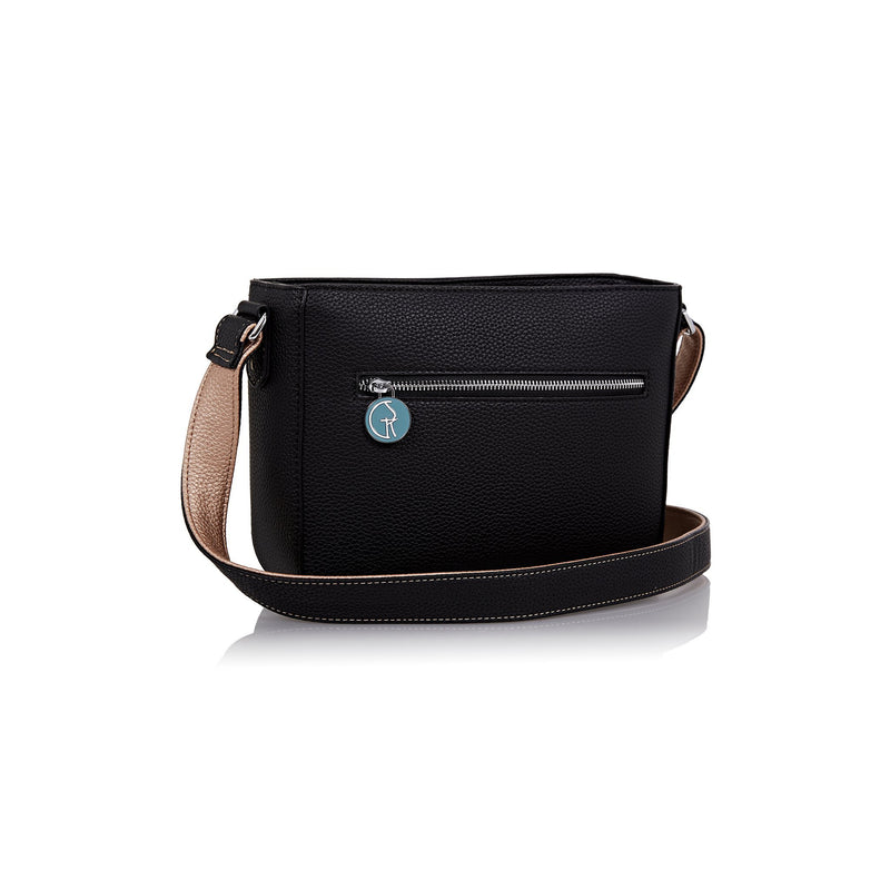 Black and rose gold crossbody bag on sale