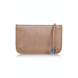 Vegan Leather Multi-Function Clutch In Rose Gold