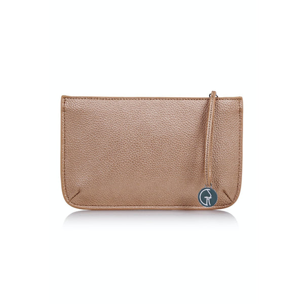 Vegan Leather Multi-Function Clutch In Rose Gold