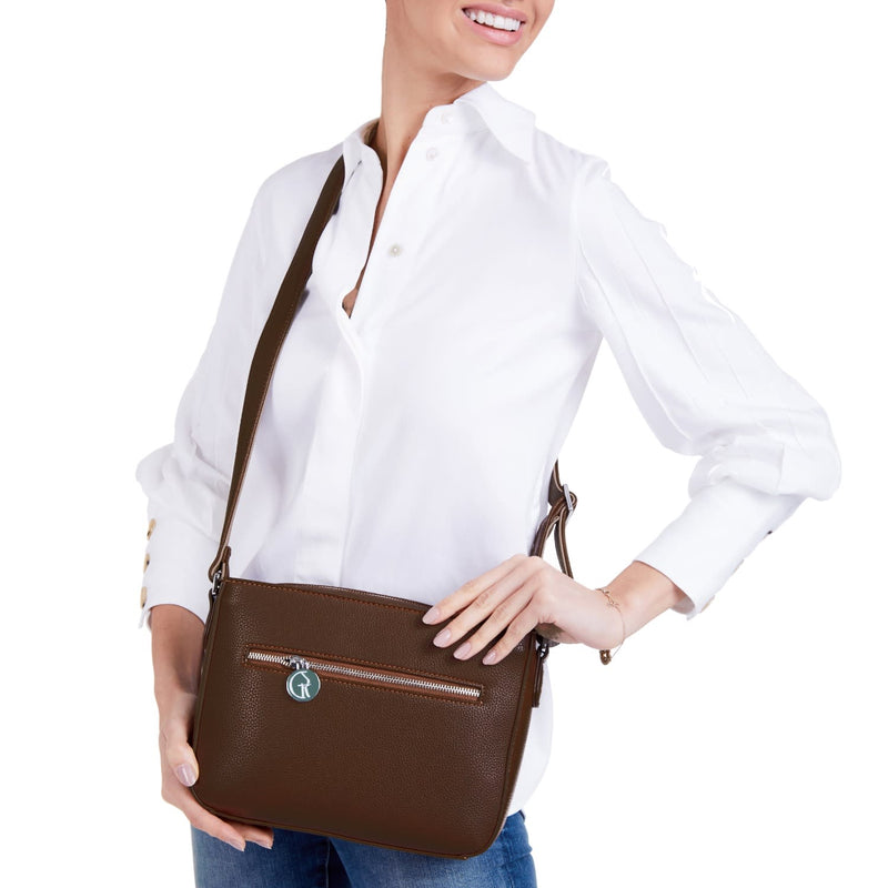 Cross-Body Vegan Handbag In Brown & Beige