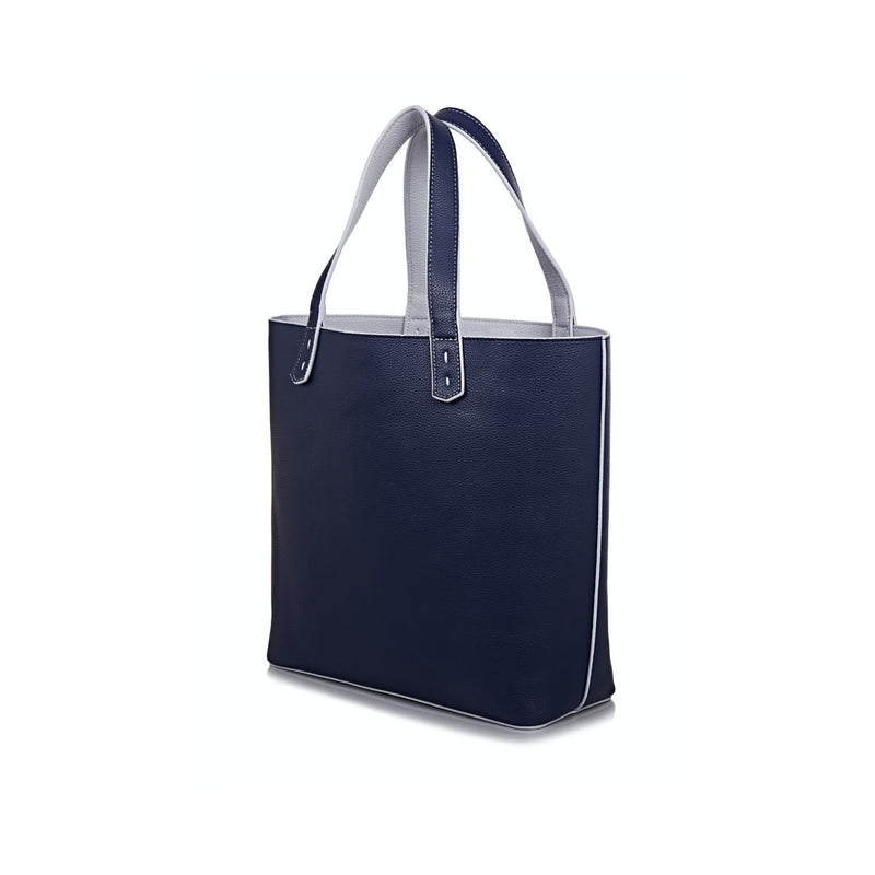 Reversible Vegan Tote In Blue & Grey