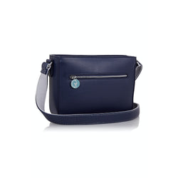 Cross-Body Vegan Handbag In Blue & Grey