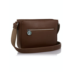 Cross-Body Vegan Handbag In Brown & Beige