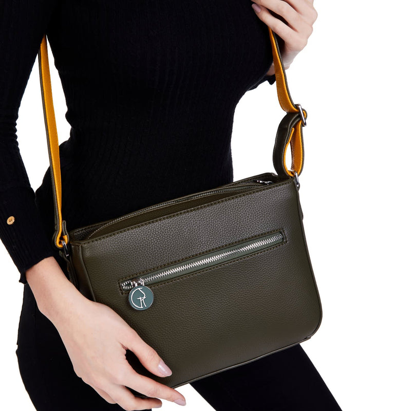 Cross-Body Vegan Handbag In Green & Yellow