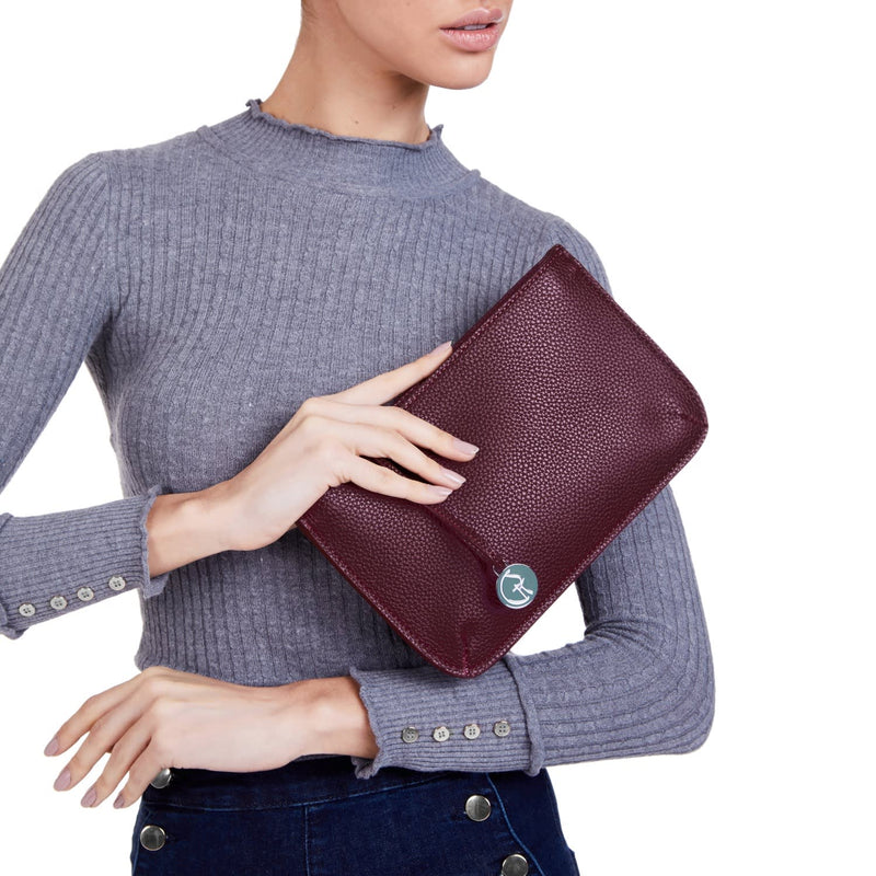 Vegan Leather Multi-Function Clutch In Red